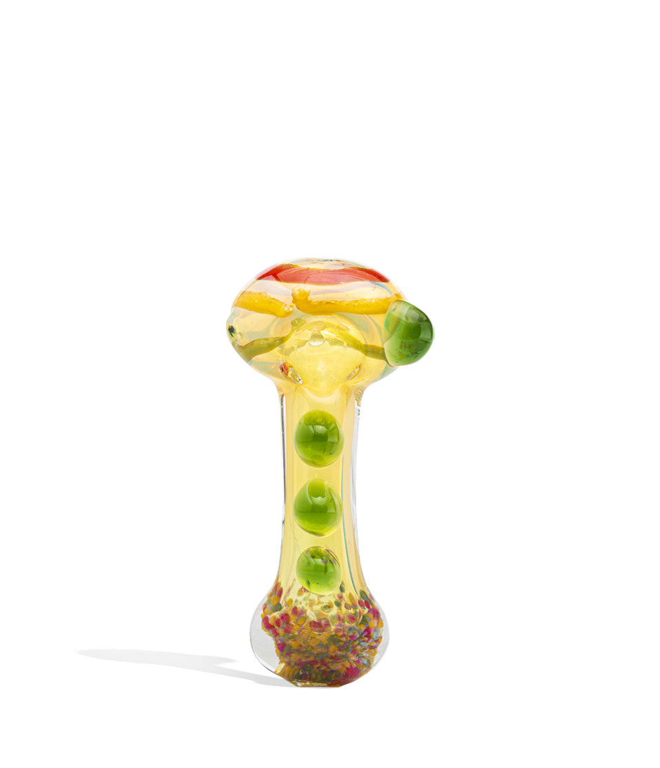 4 inch Hand Pipe with Rasta Marbles glass hand pipe on white background
