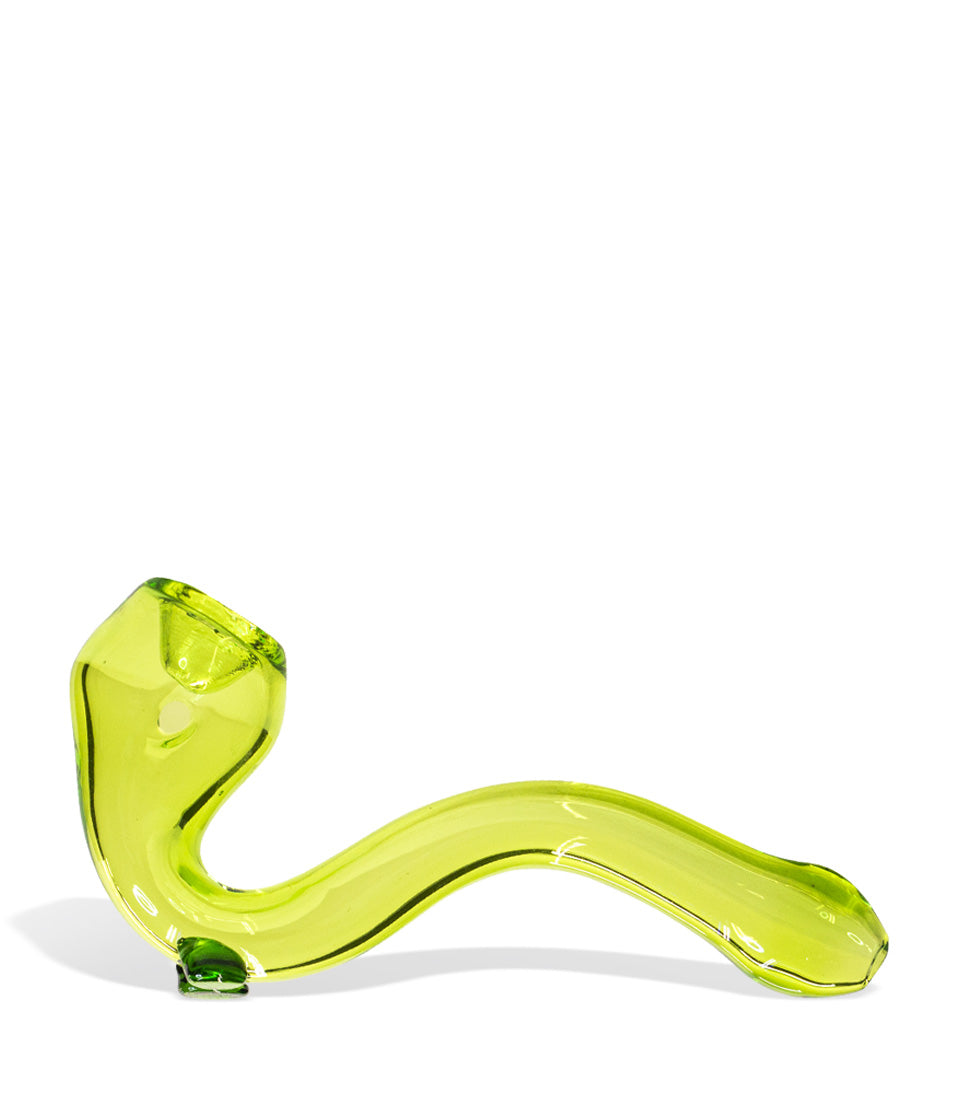 5 inch Green Sherlock Hand Pipe glass hand pipe on white background