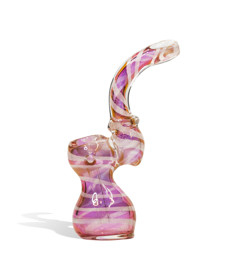 6 inch Glow in the Dark Bubbler glass bubbler pipe on white background