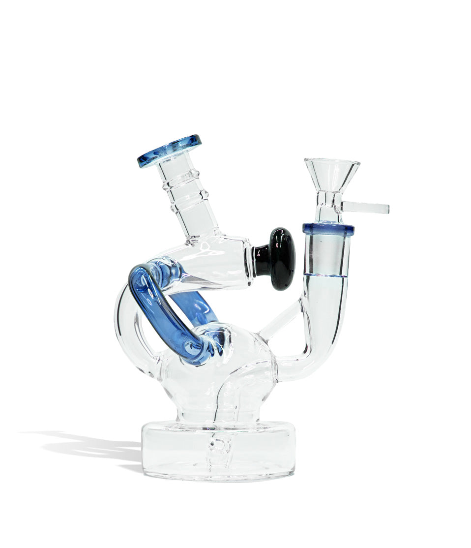 6 Inch Recycler Oil Rig with 14mm Bowl glass dab rig concentrate pipe on white background
