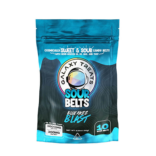 Galaxy Treats Sour Belts Gummies - Bluerazz Blast