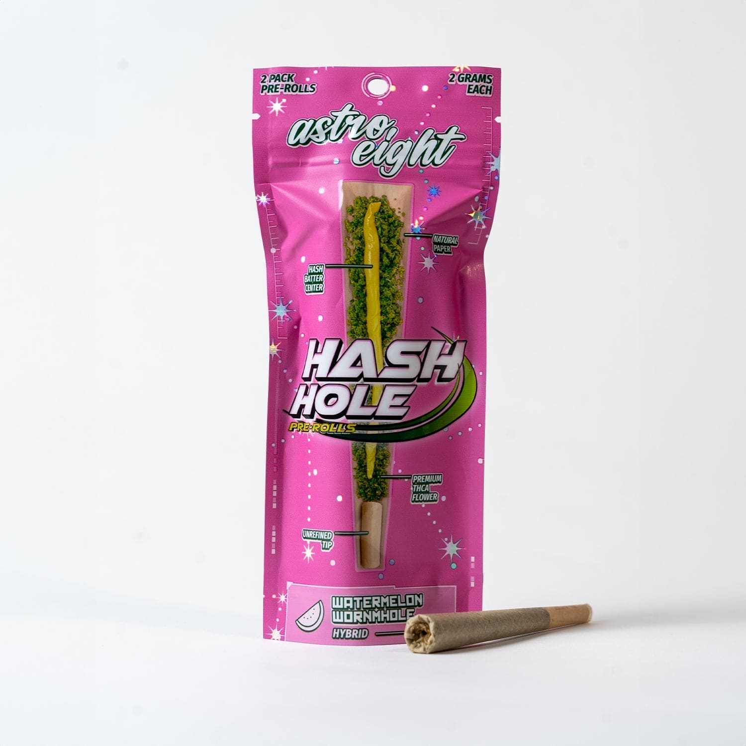 Astro Eight THC-A Hash Hole Pre-Rolls - Watermelon Wormhole