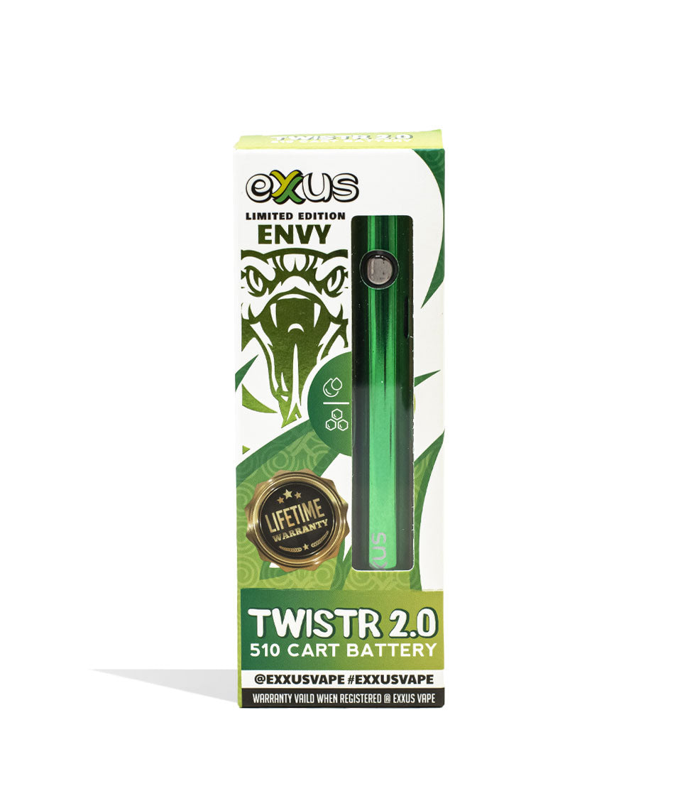 Envy Exxus Vape Twistr 2.0 Cartridge Vaporizer Packaging Front View on White Background