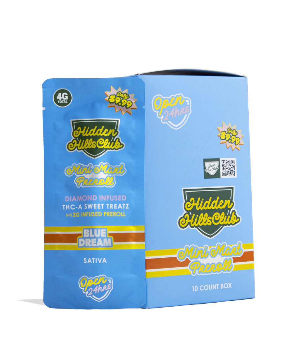 Hidden Hills Mini Mart 2g Preroll Diamond Infused THC-A 2pk, 5pk rolling papers on white background