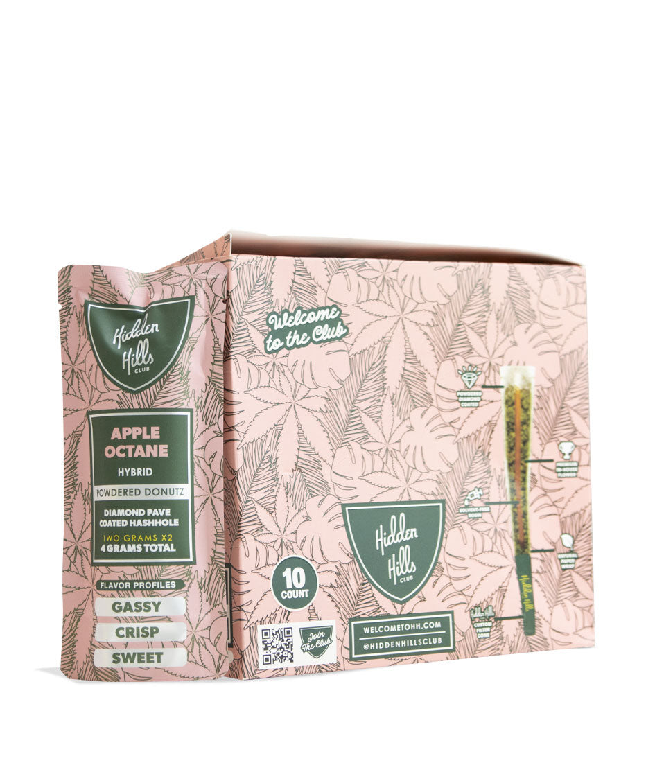 Hidden Hills Powdered Donutz THC-A Diamond Pave Coated Hashhole 2g 2pk Pre Roll 10pk rolling papers on white background