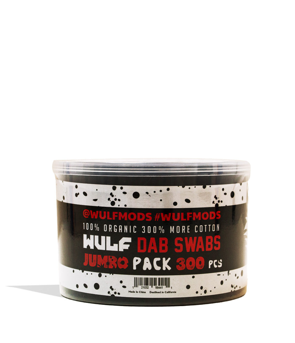 Wulf Mods Cotton Dab Swab 300pk glass pipe cleaner cleaning solution on white background