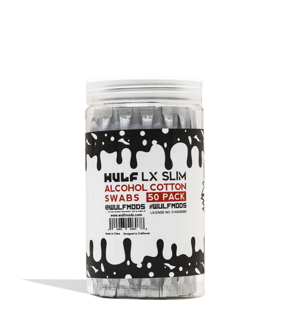 Wulf Mods Alcohol Filled Dab Swabs 50pk glass pipe cleaner cleaning solution on white background