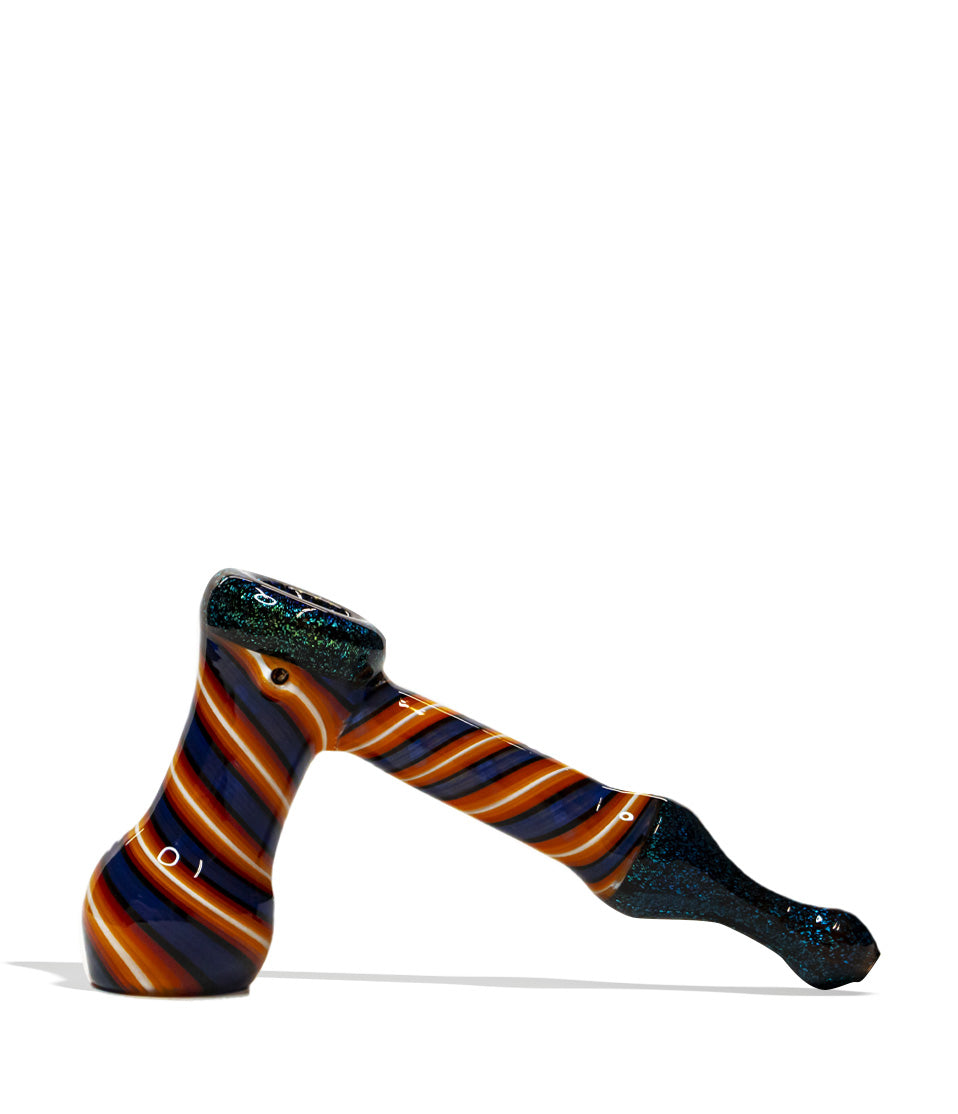 5 inch Premium Bubbler with Dicro Color and Stripe Design glass bubbler pipe on white background
