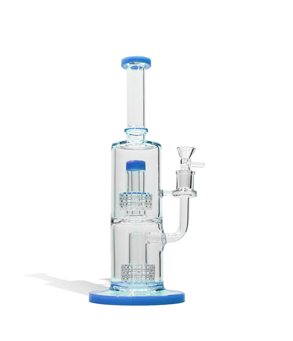 12 Inch Dual Perc Water Pipe with Color Matched Mouthpiece and Base glass water pipe bong on white background