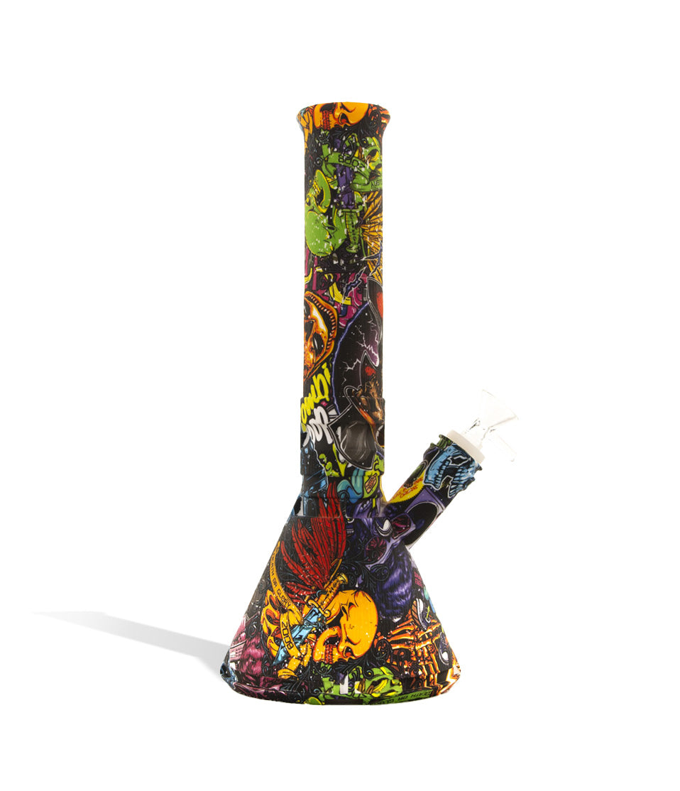 12 inch Silicone Beaker Water Pipe with Custom Designs glass water pipe bong on white background