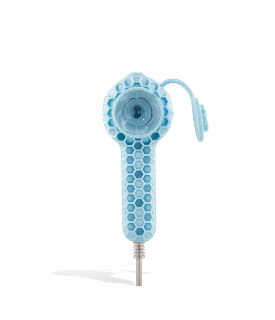 2 in 1 Silicone Hand Pipe and Nectar Straw with 10mm Stainless Steel Tip glass hand pipe on white background