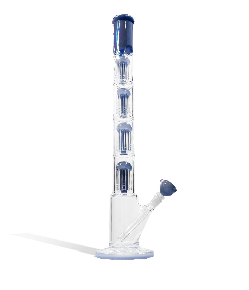 24 Inch Quad Perc Water Pipe with Color Matched Base and Mouthpiece glass water pipe bong on white background