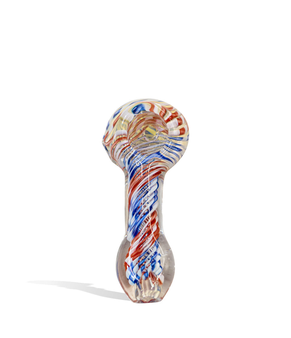 4 inch Full Colored Twisted Design Hand Pipe glass hand pipe on white background