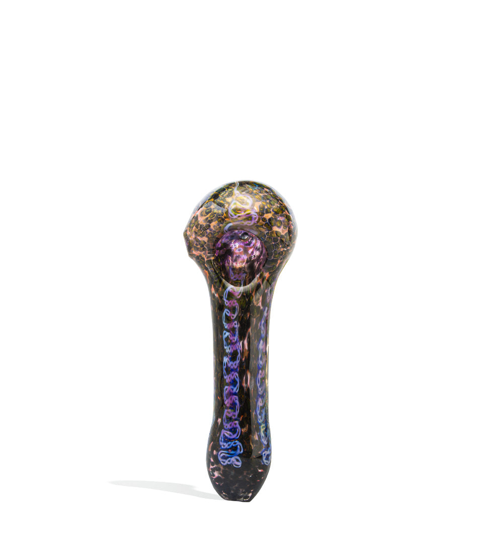 4 inch Heavy Spoon Pipe with Gold Color glass hand pipe on white background
