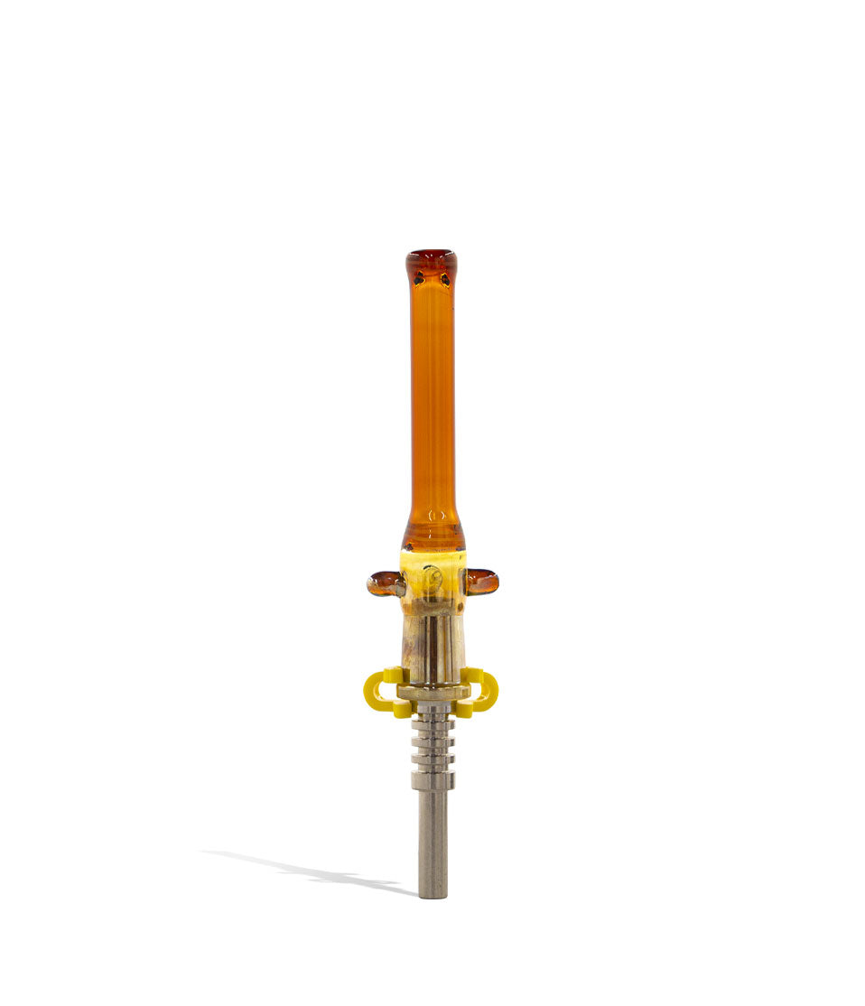 5 inch Fumed Glass Nectar Straw with Colored Dots and 14mm Tip nectar collector concentrate on white background
