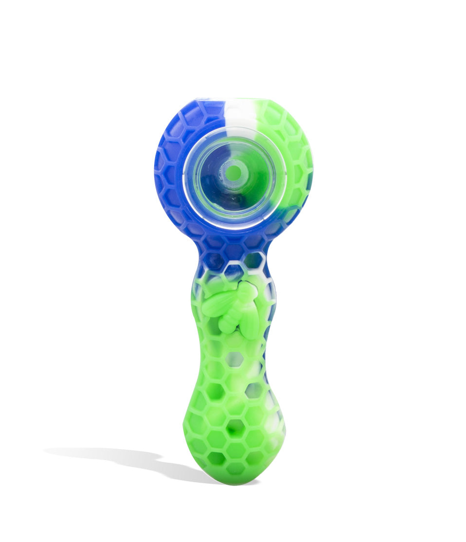 5 inch Silicone Hand Pipe with Glass Bowl and Built in Dabber Tool glass hand pipe on white background
