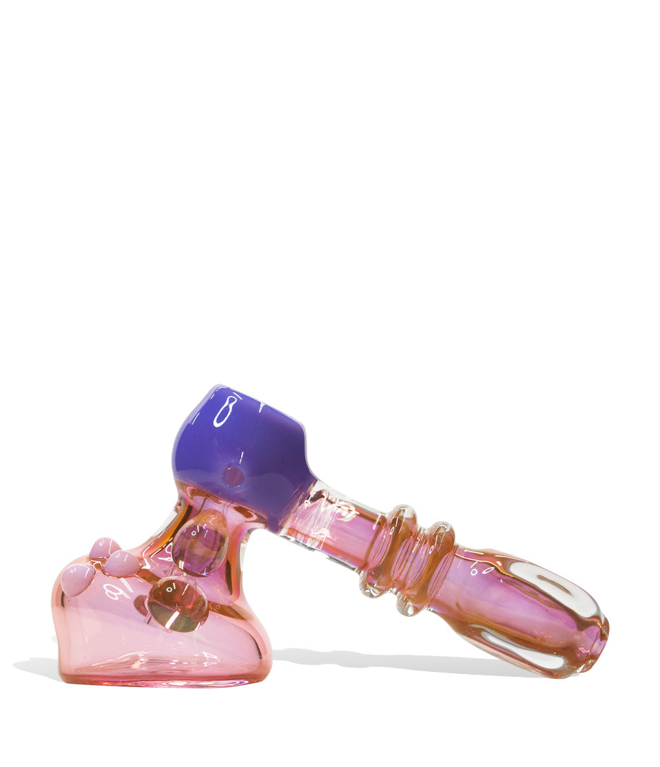 6 inch Golden Colored Hammer Bubbler with Slime Accent glass bubbler pipe on white background