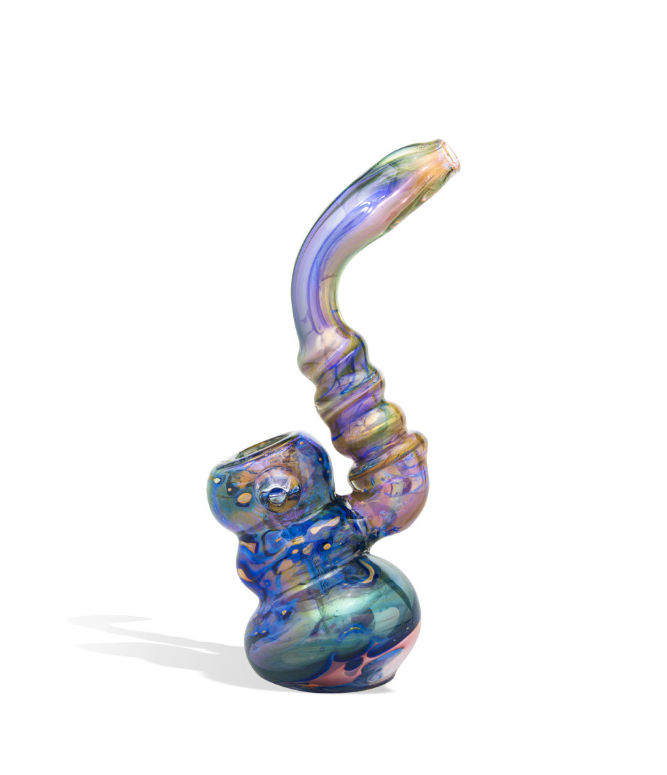 7 inch Double Glass Colored Bubbler glass bubbler pipe on white background