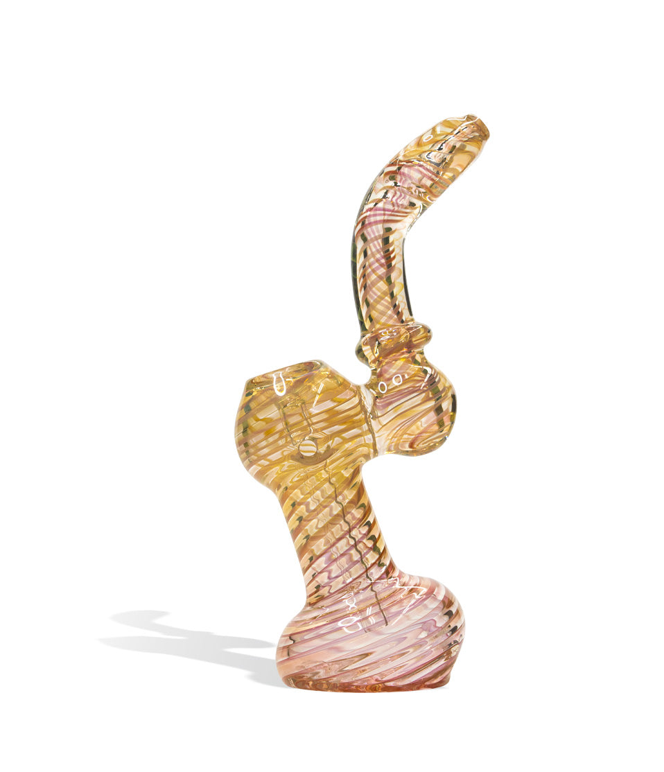 7 inch Fancy Gold Bubbler glass bubbler pipe on white background