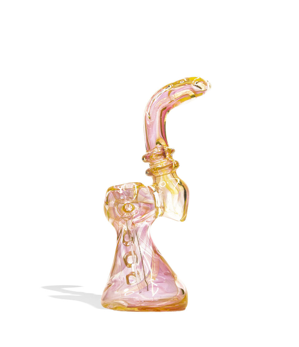 7 inch Gold Bubbler glass bubbler pipe on white background
