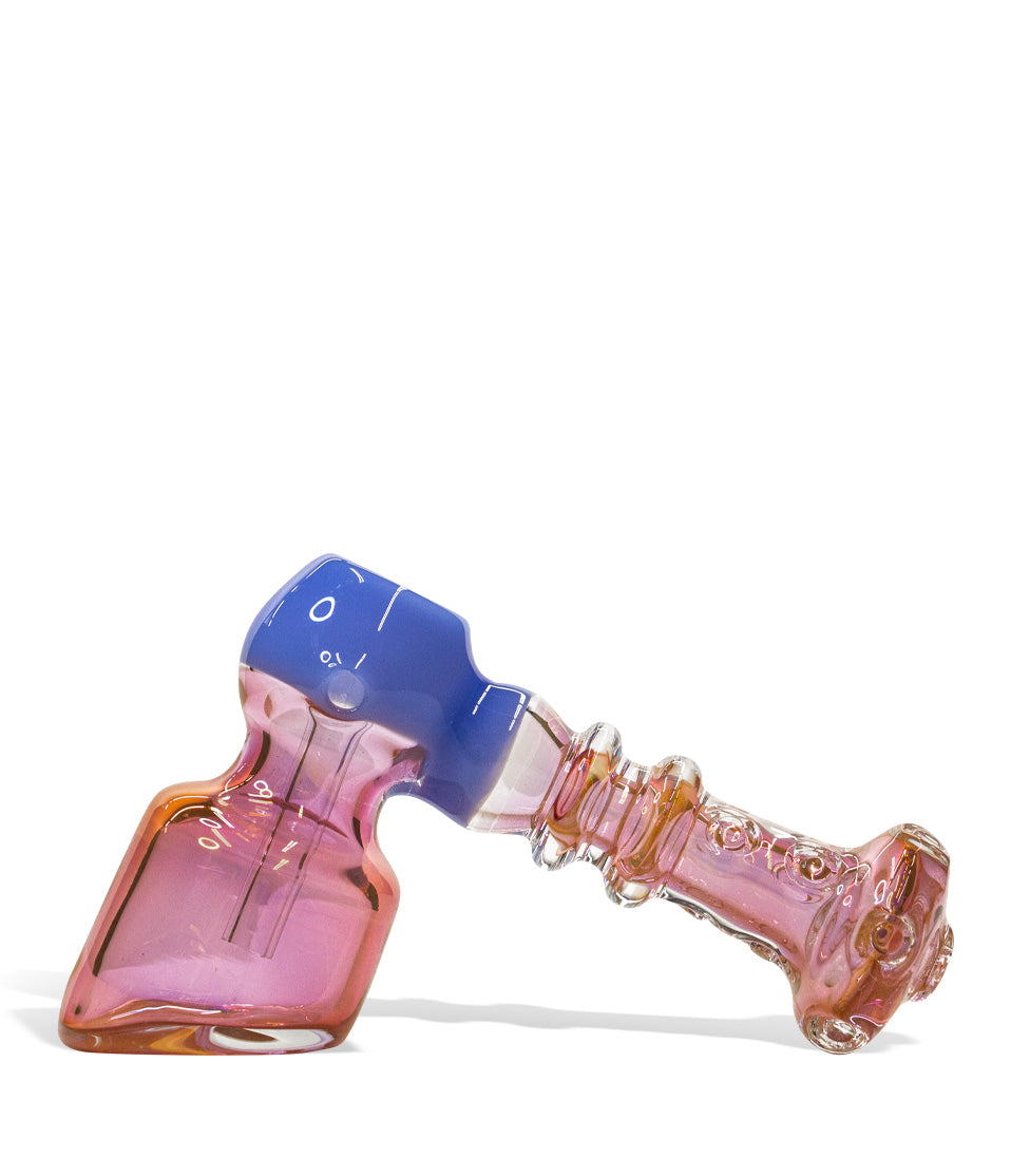 7 inch Gold Hammer Hand Pipe with Purple Accents glass hand pipe on white background