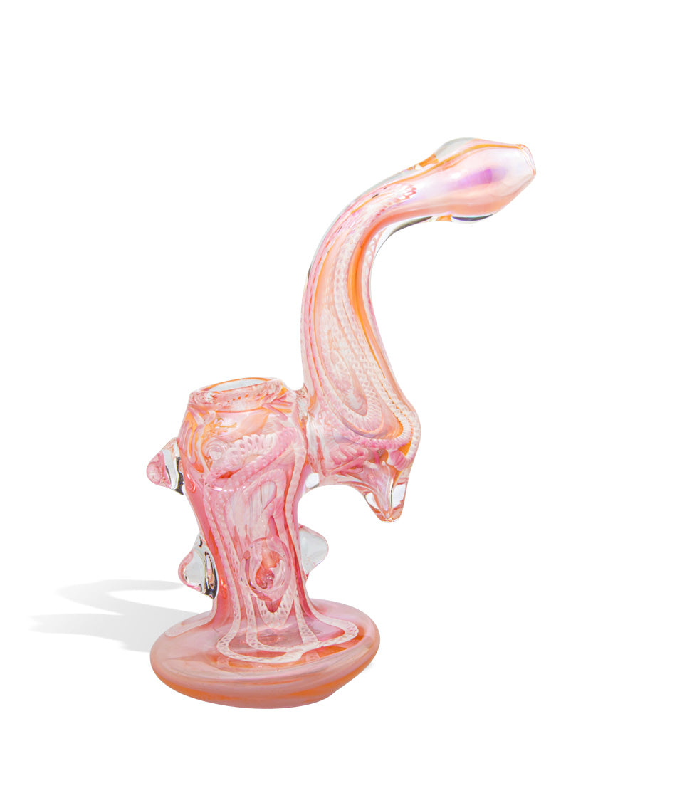 7 inch Gold Marble Style Bubbler glass bubbler pipe on white background