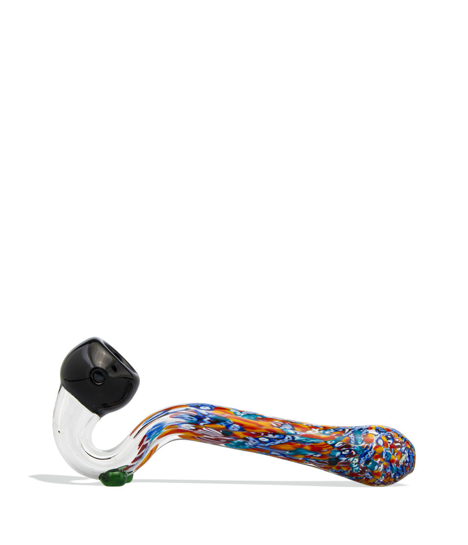 7 inch Sherlock Pipe with Black Head and Artwork glass hand pipe on white background