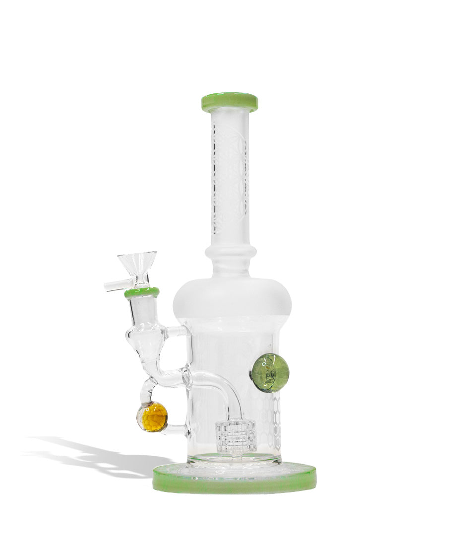 9 Inch Water Pipe with Honey Comb Perc and 14mm Funnel Bowl glass water pipe bong on white background