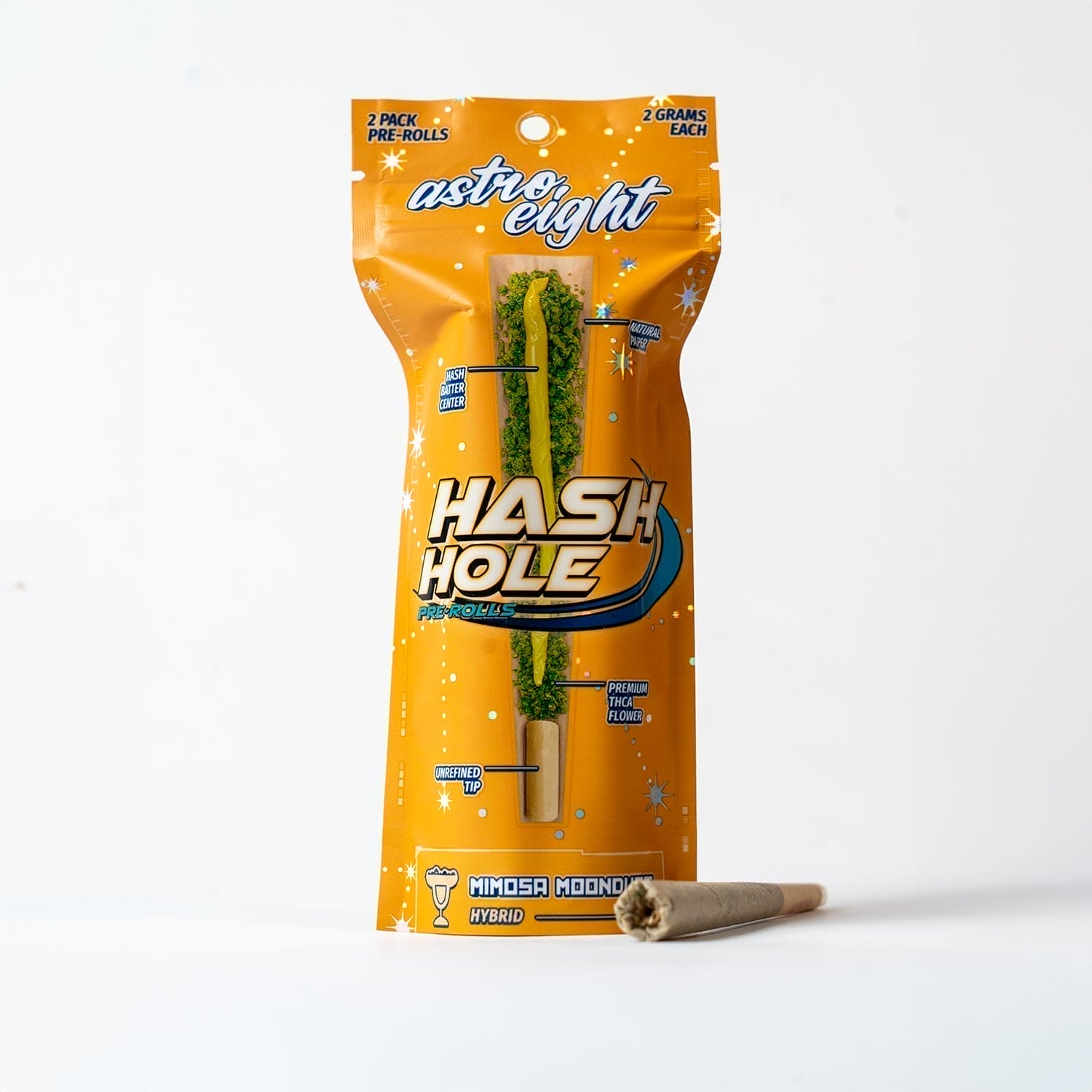 Astro Eight THC-A Hash Hole Pre-Rolls - Mimosa Moondust