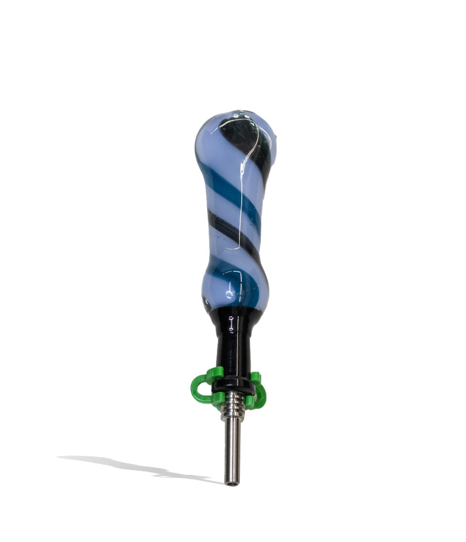 Black Tip Milky Swirl Tube Nectar Collector with 10mm Stainless Steel Tip nectar collector concentrate on white background