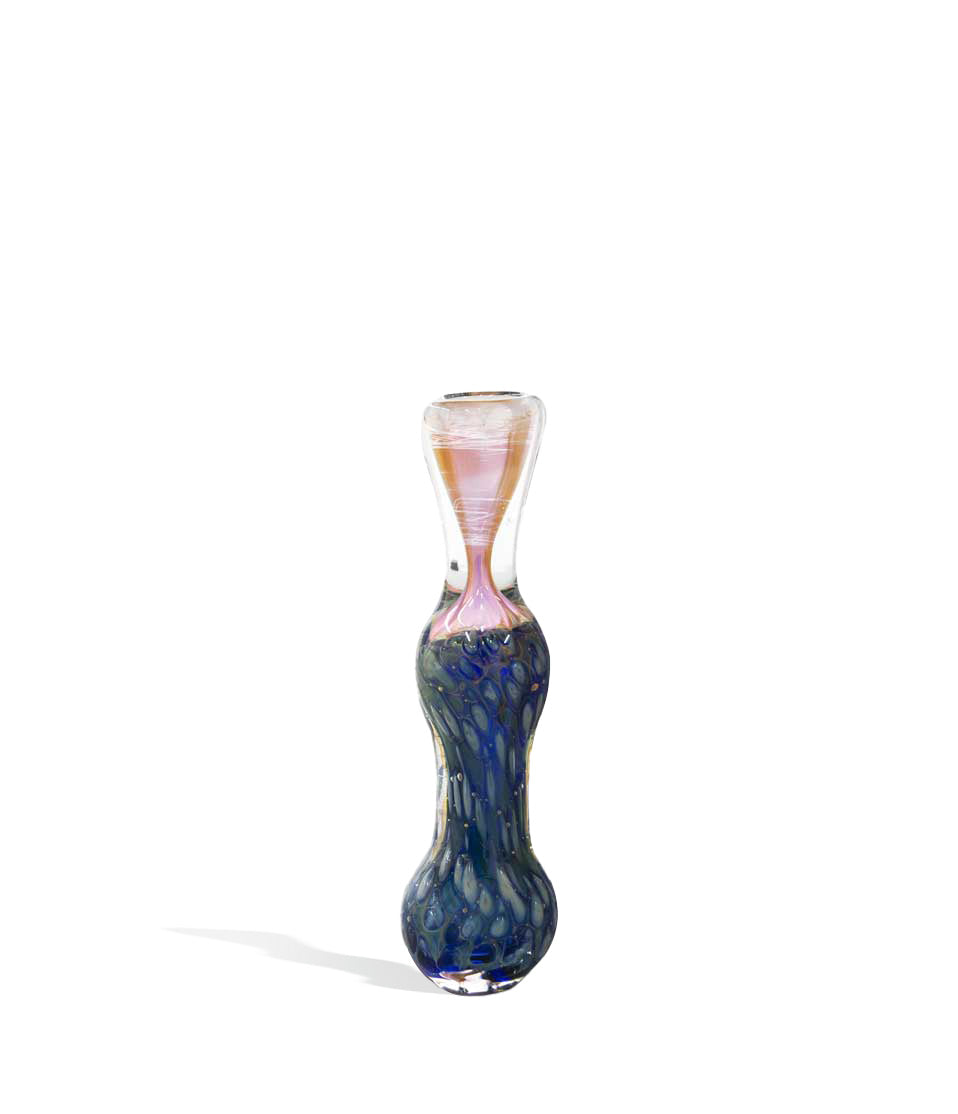 4 inch Double Glass Chillum glass chillum one hitter on white background