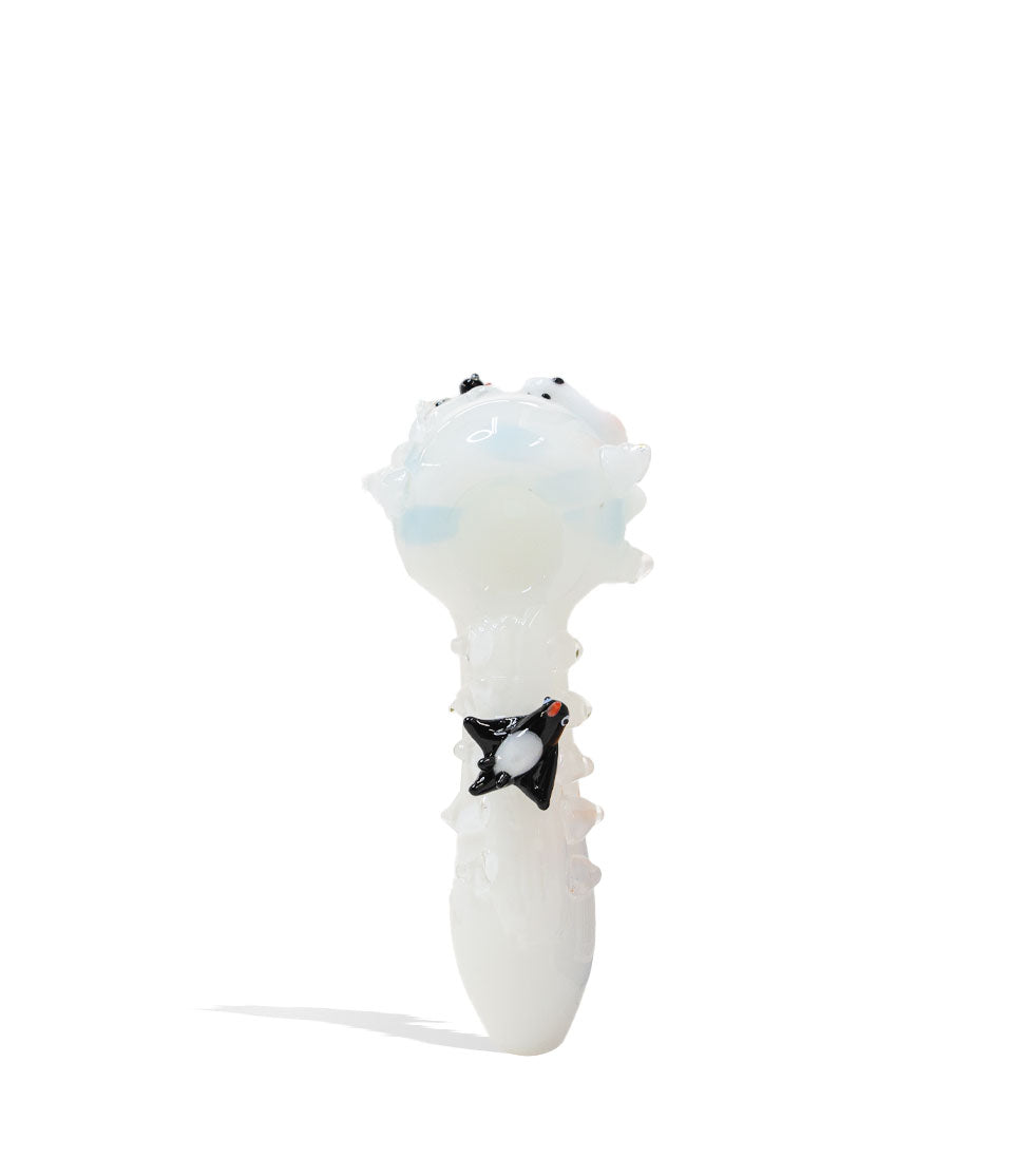 Empire Glassworks Icy Penguins Spoon Hand Pipe glass hand pipe on white background