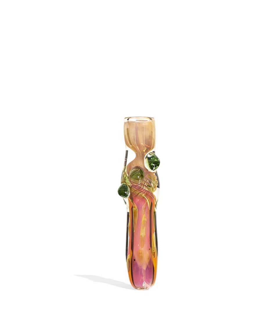 Gold Chillum glass chillum one hitter on white background