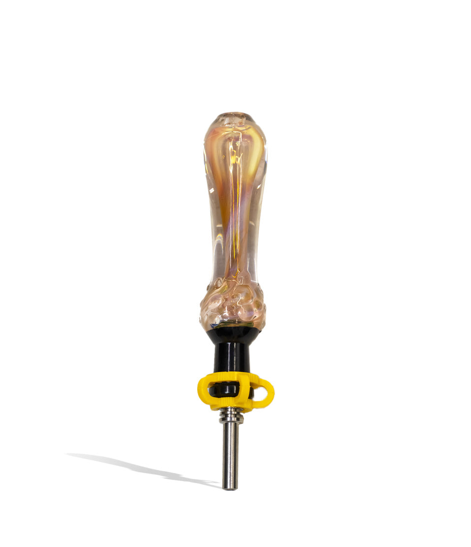 Gold Fumed Nectar Collector with Black Top and 10mm Stainless Steel Tip nectar collector concentrate on white background