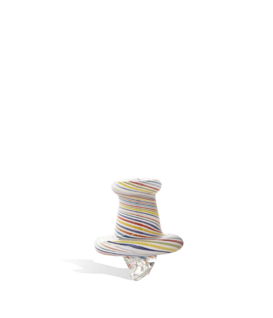 Colored Boro Glass Carp Cap with Dual Directional Airflow glass carb cap dab rig on white background