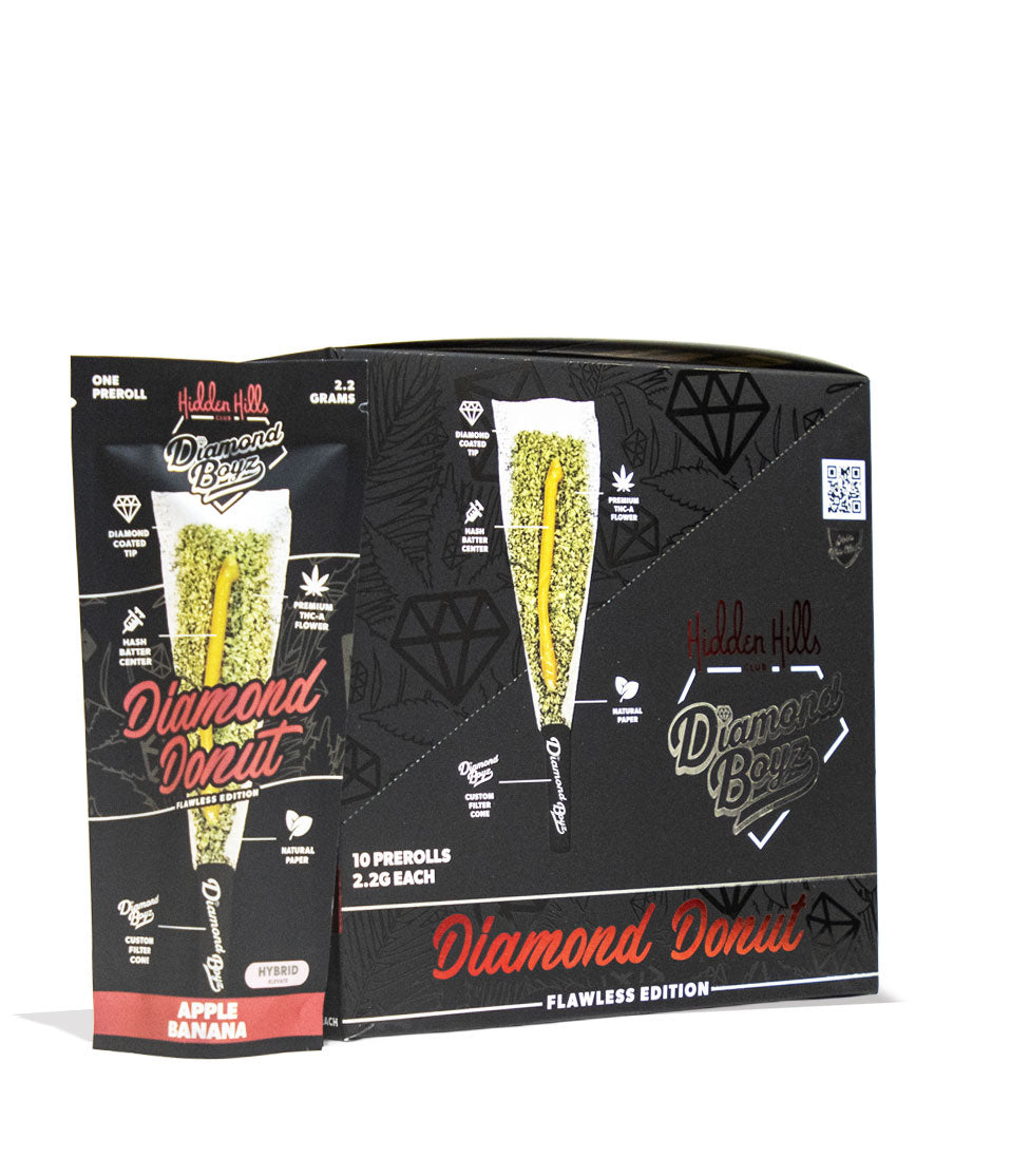 Hidden Hills Diamond Boyz 2.2g THC-A Diamond Donut Pre Roll 10pk rolling papers on white background