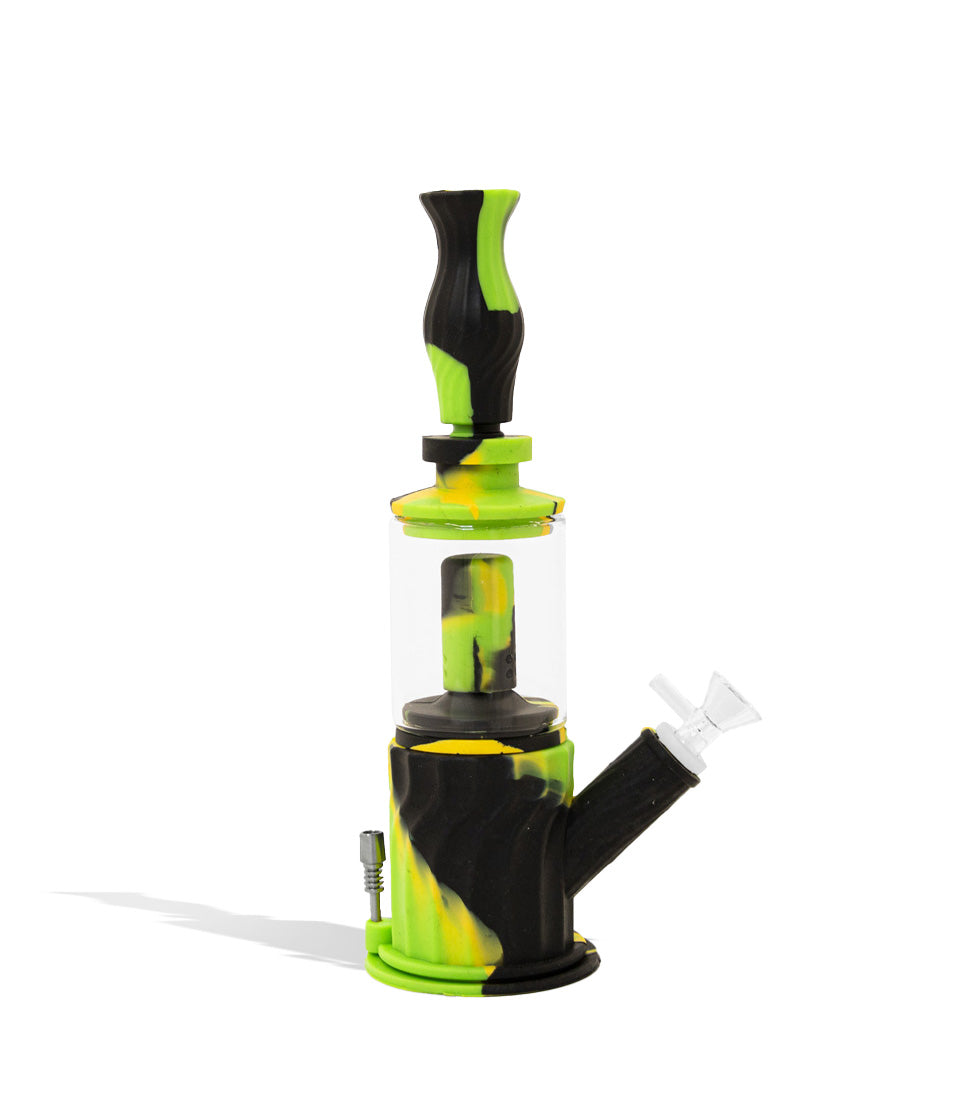 Silicone 4 in 1 Water Pipe Rig Nectar Straw Bubbler Water Pipe glass dab rig concentrate pipe on white background