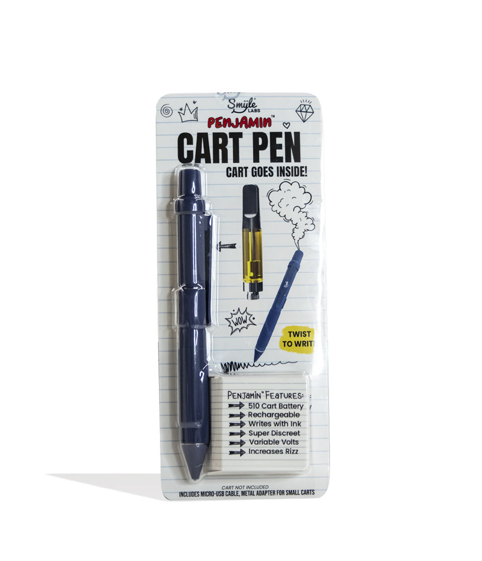 Blue Smyle Penjamin Cart Pen Variable Voltage Battery Packaging Front View on White Background
