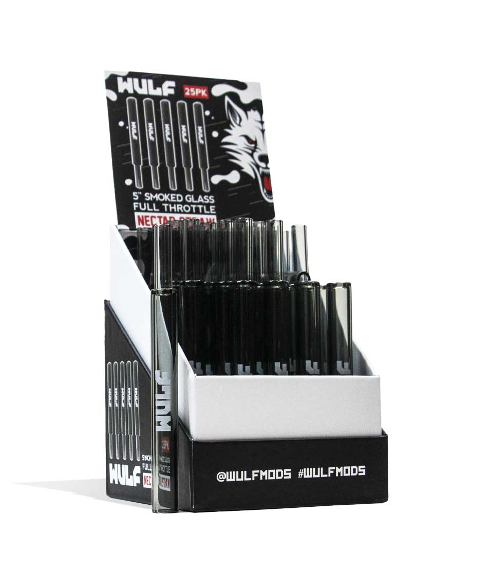 Wulf Mods Smoked Glass Full Throttle Nectar Straw 25pk nectar collector concentrate on white background