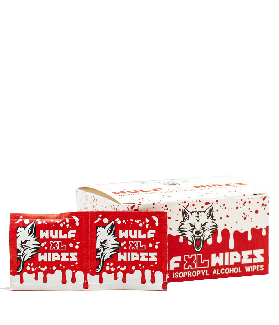 Wulf Mods Wipes Alcohol Cleaning Wipe 100pk glass pipe cleaner cleaning solution on white background