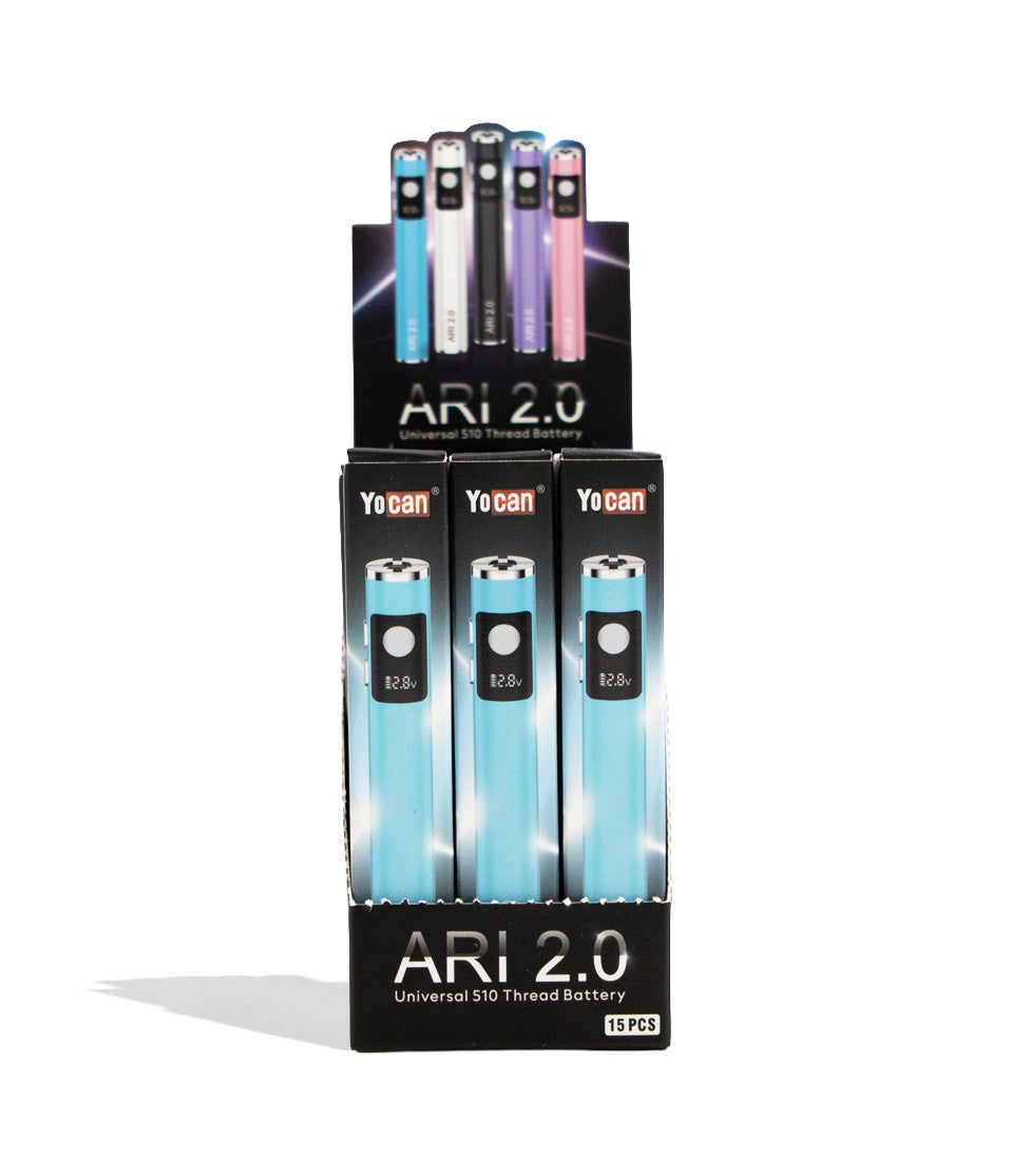 Yocan Ari 2.0 Variable Voltage Battery 15pk 510 cartridge battery vape pen on white background