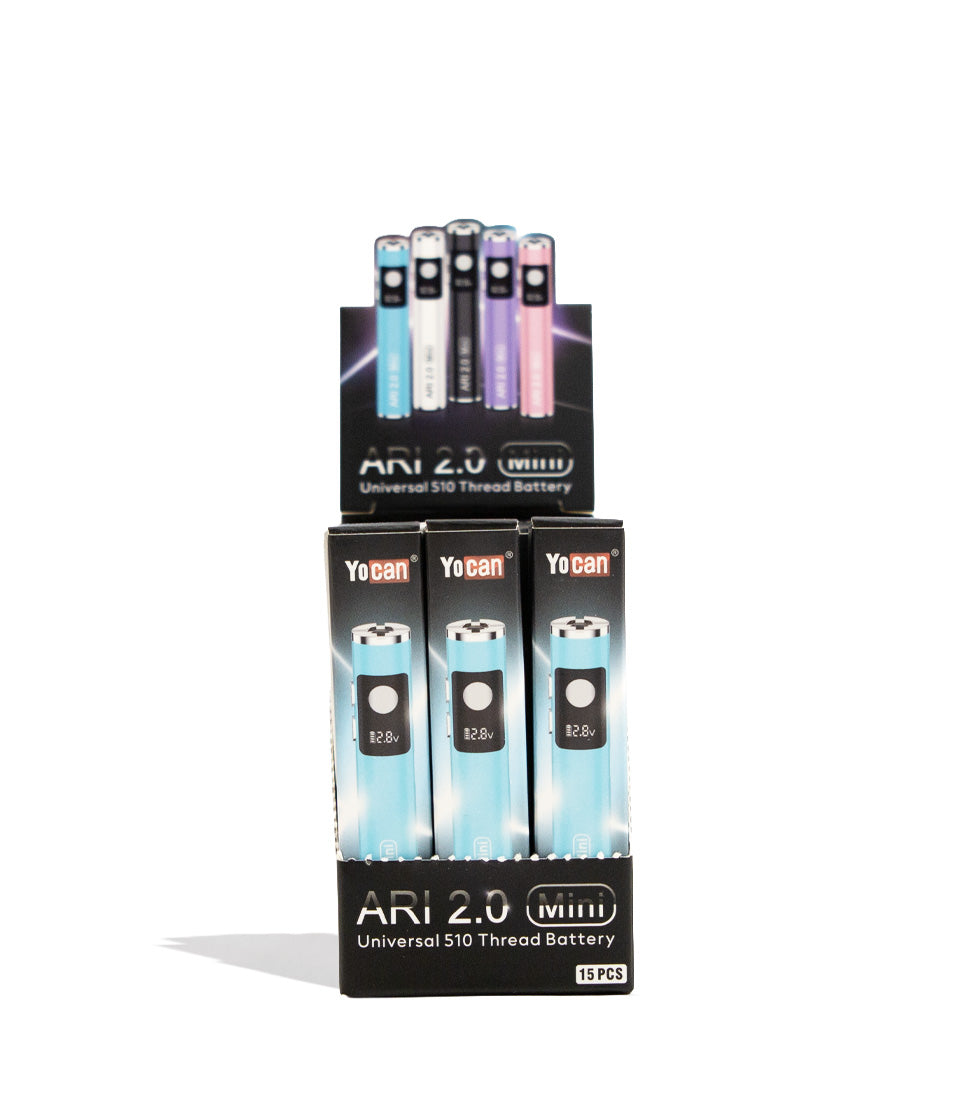 Yocan Ari Mini 2.0 Variable Voltage Battery 15pk 510 cartridge battery vape pen on white background