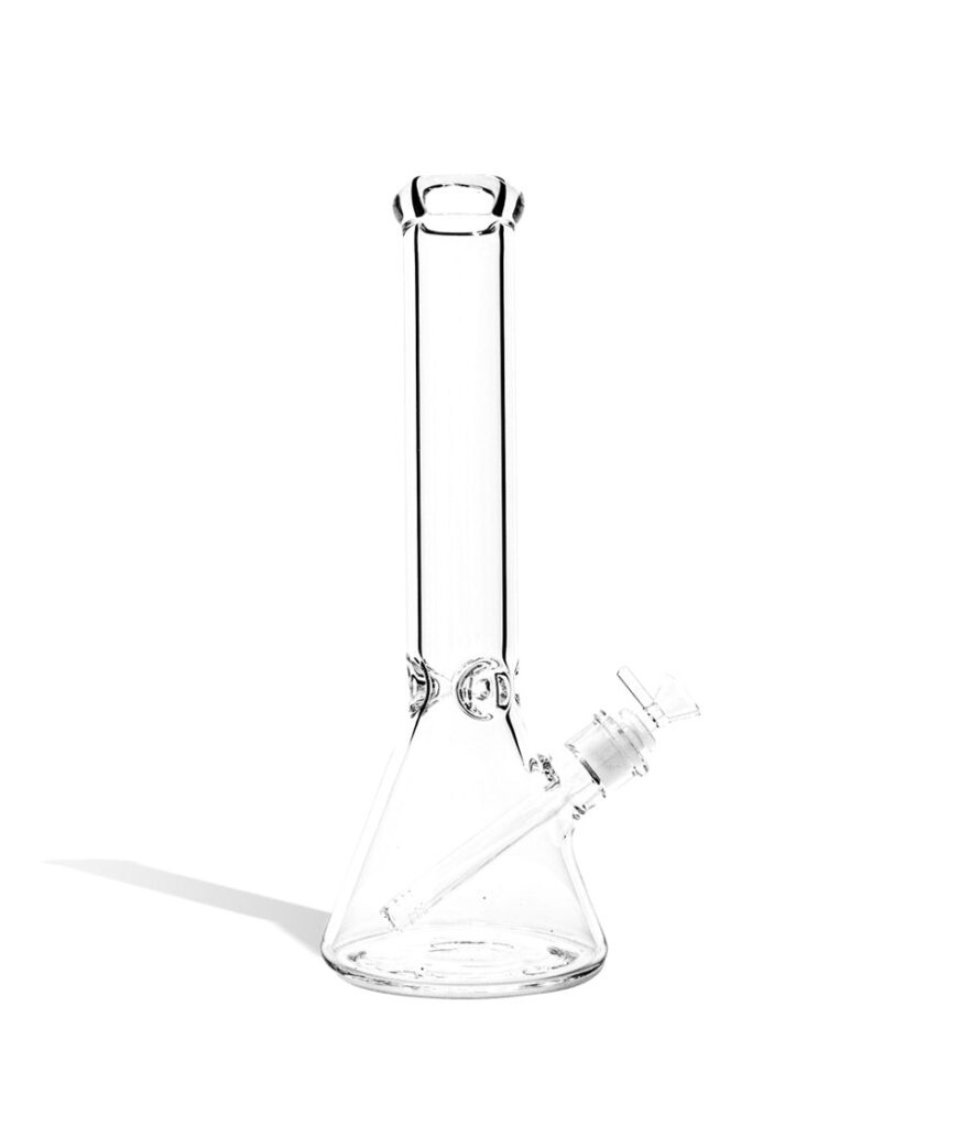14 Inch 7mm Thick Water Pipe with Ice Pinch glass water pipe bong on white background