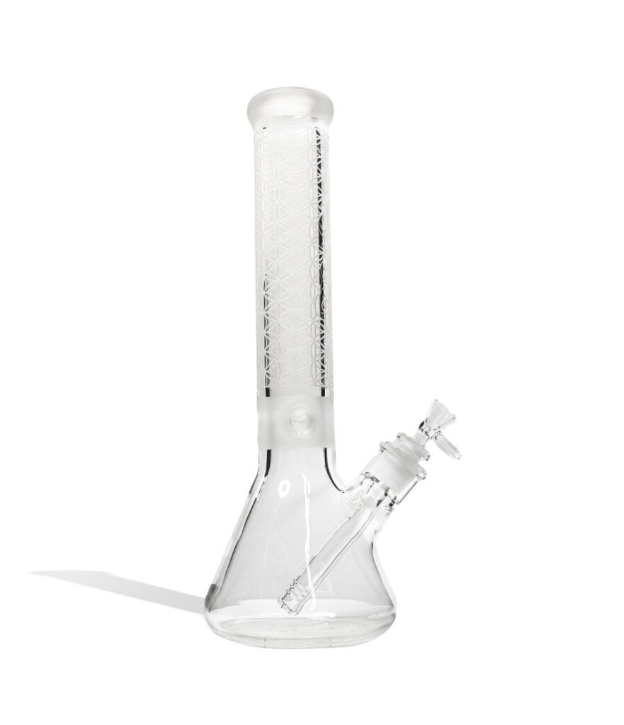 15 inch Premium Etched Beaker Water Pipe glass water pipe bong on white background