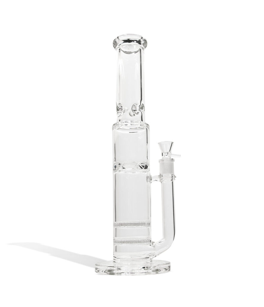 16 Inch Clear Water Pipe with Dual Honeycomb Percs and 18mm Bowl glass water pipe bong on white background