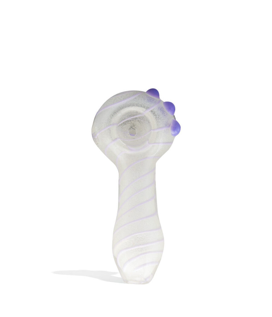 3 inch Glow in the Dark Hand Pipe with Colored Spiral glass hand pipe on white background