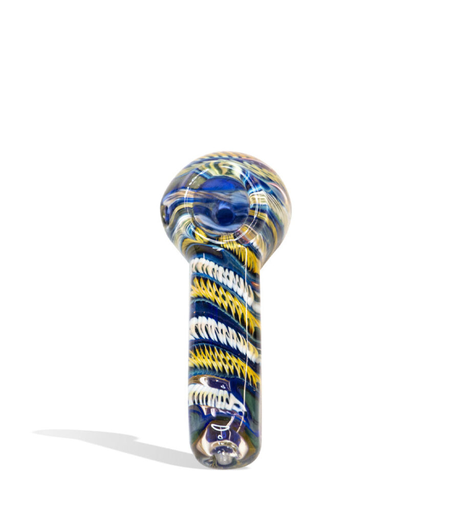 4 Inch Double Glass Flat Sided Hand Pipe glass hand pipe on white background