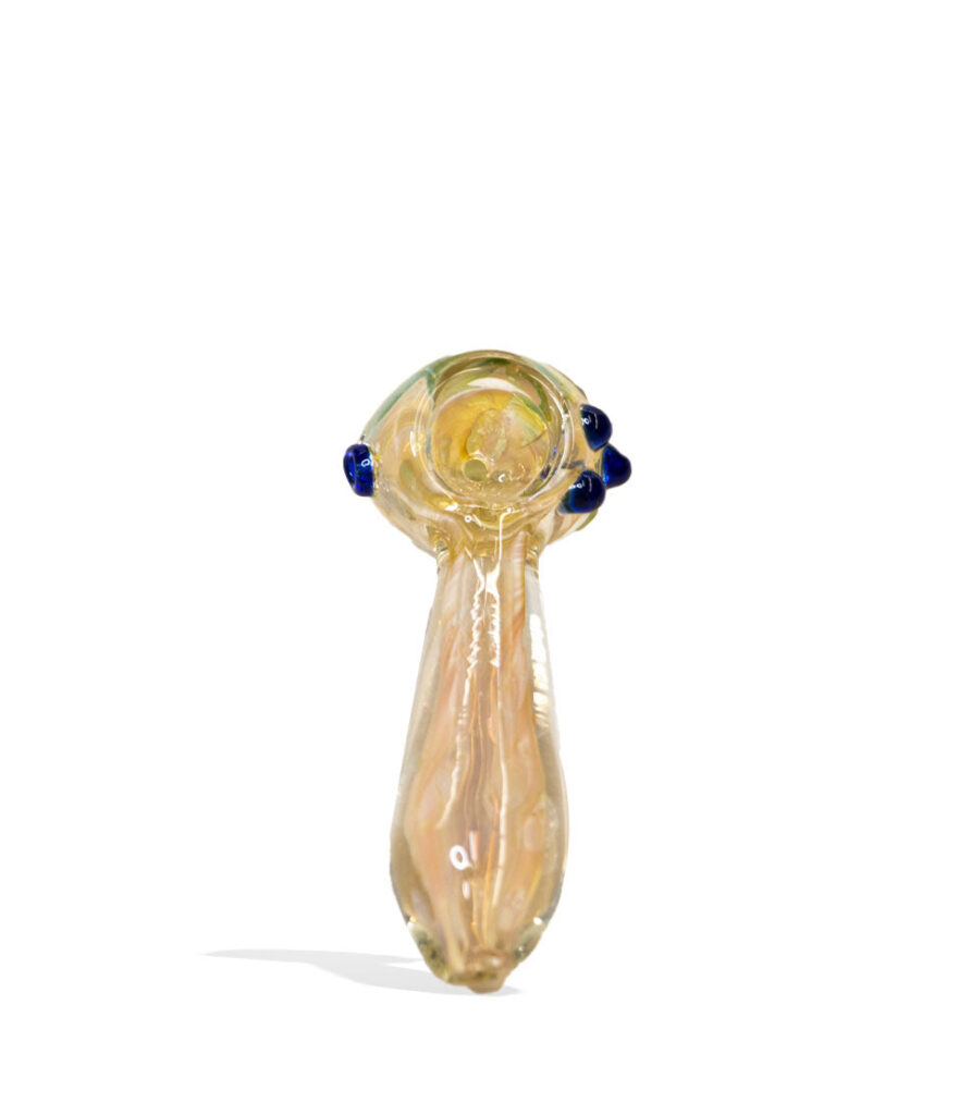 4 inch Gold Fumed Hand Pipe with Marbles glass hand pipe on white background