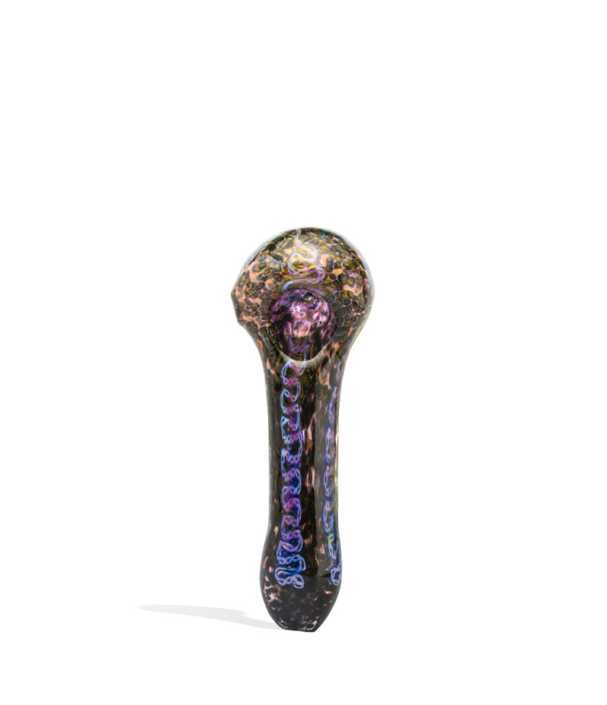 4 inch Heavy Spoon Pipe with Gold Color glass hand pipe on white background
