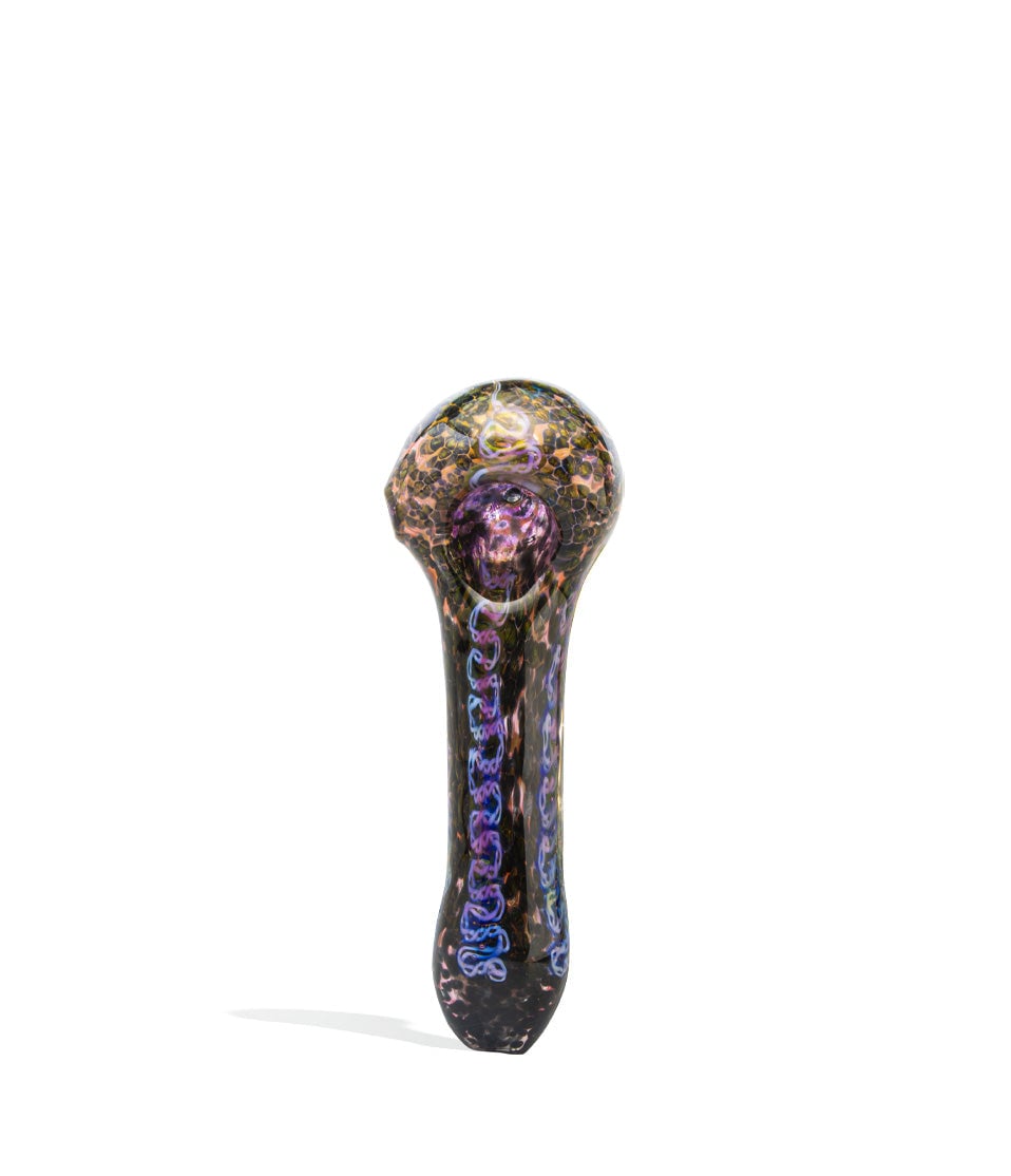 4 inch Heavy Spoon Pipe with Gold Color glass hand pipe on white background